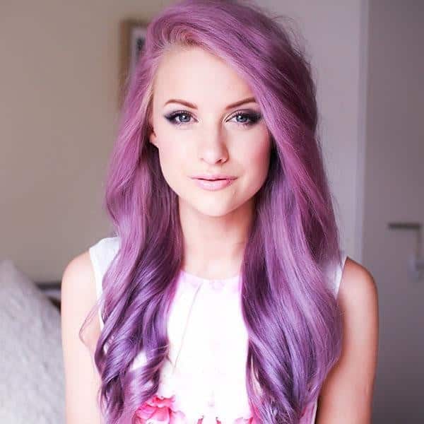 Straight and Curled Purple Hairstyle