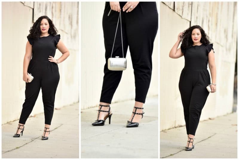 ↓ 12 – Jumpsuit with Gladiator Heels for Curvy Girls