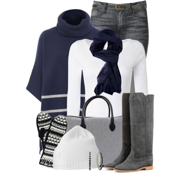 17 – White Shirt With Matching Poncho And Scarf