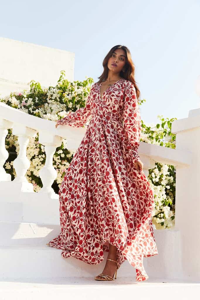 Hand-Block Printed Maxi Dress