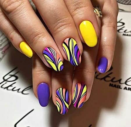 35 – Vibrant Nail Art For Oval Shape Nails