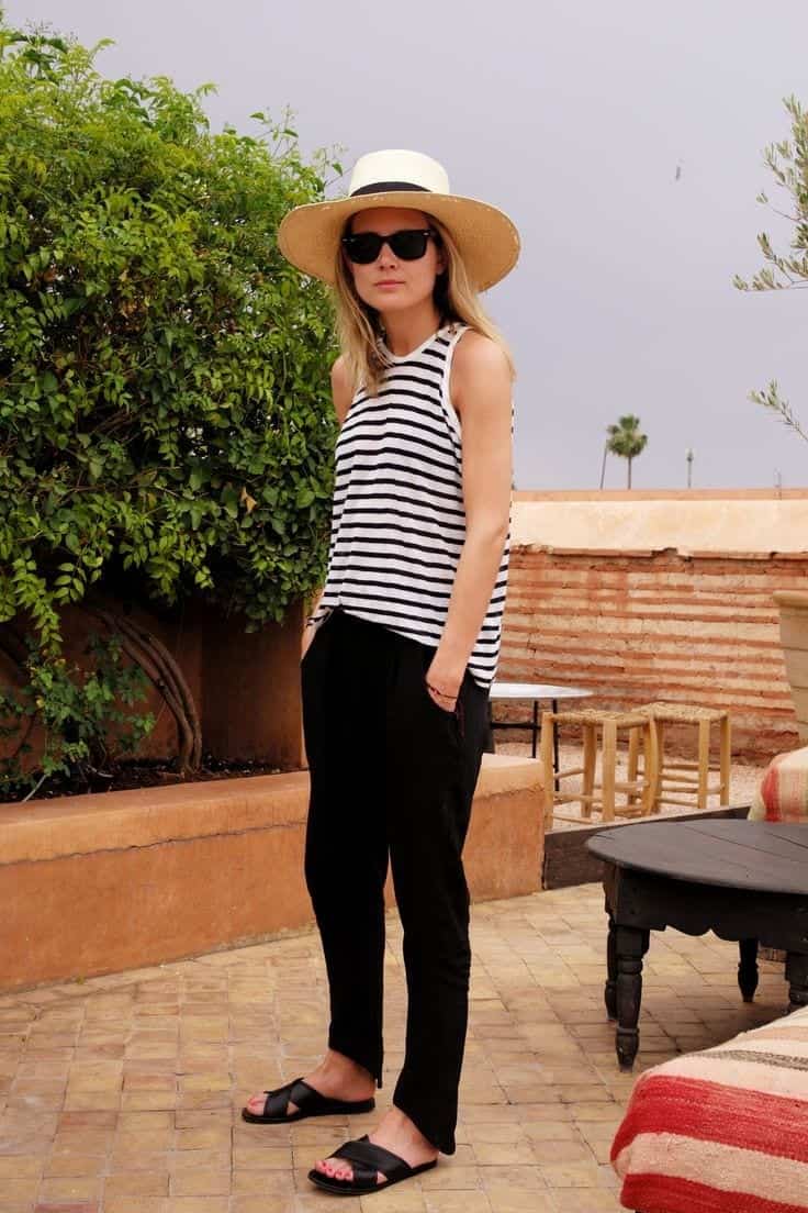 #8. With A Striped Vest and Baggy Trousers- Summer Wear