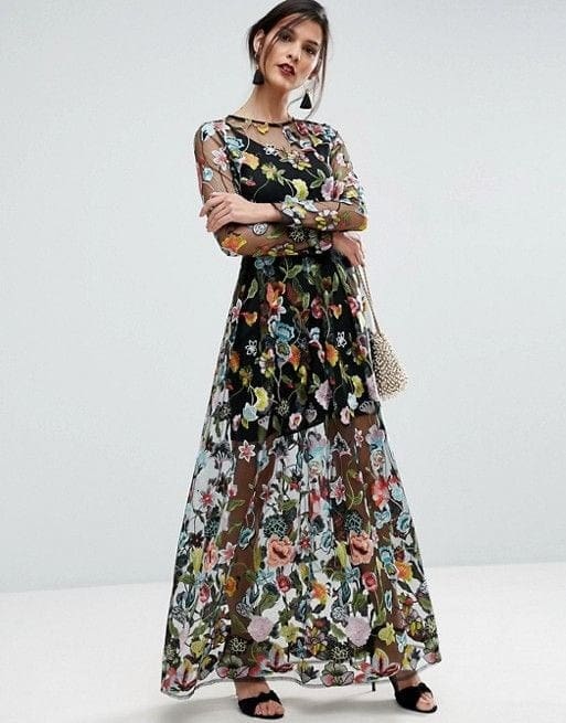 ↓ 22 – Sheer Floral Dress for Spring