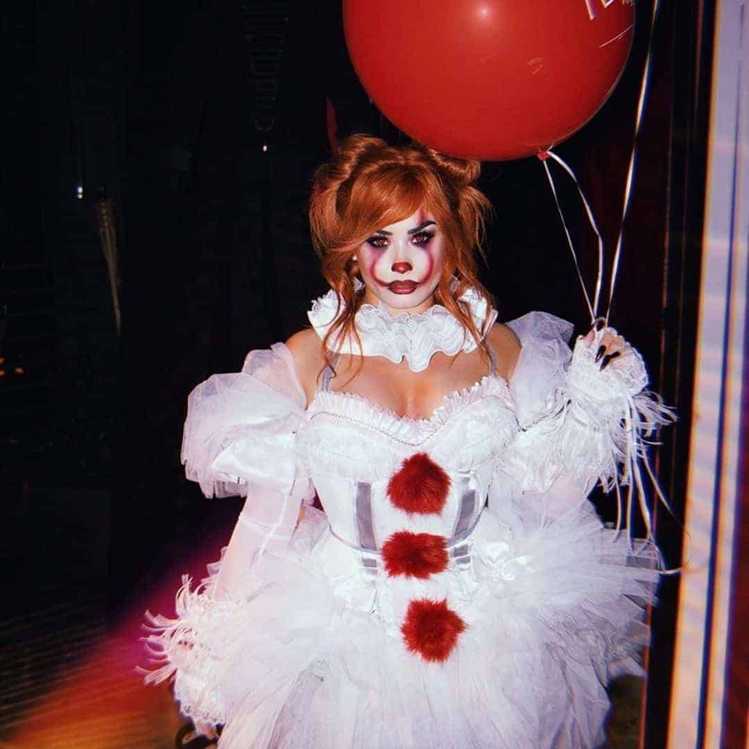 11 – Scary Clown Outfit With White Tulle Dress