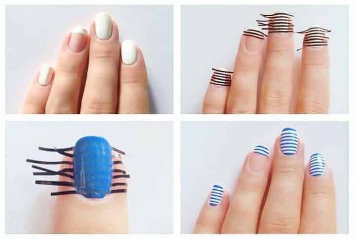 ↓ 64 – DIY Striped Nail Art