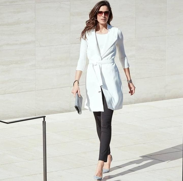 17 – Black Pants With All White Shirt And Coat