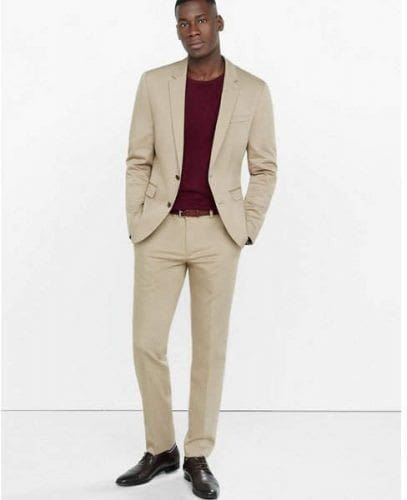 3 – Semi-Formal Tan Suit With Black Shoewear