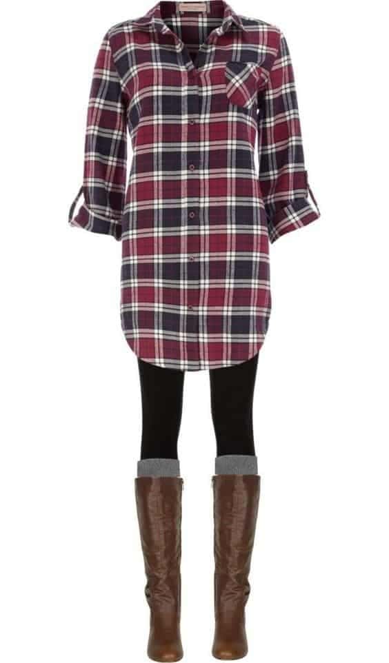 28 – Boyfriend Check Shirt With Slouch Boots