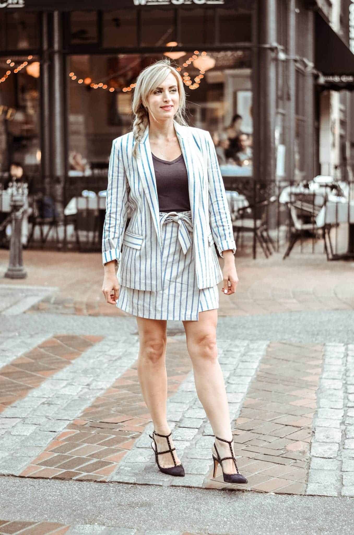 #11. Striped Jacket & Skirt