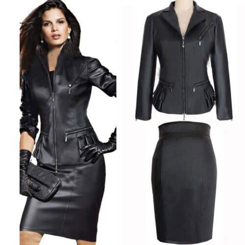 #5 Leather Jacket and Skirt