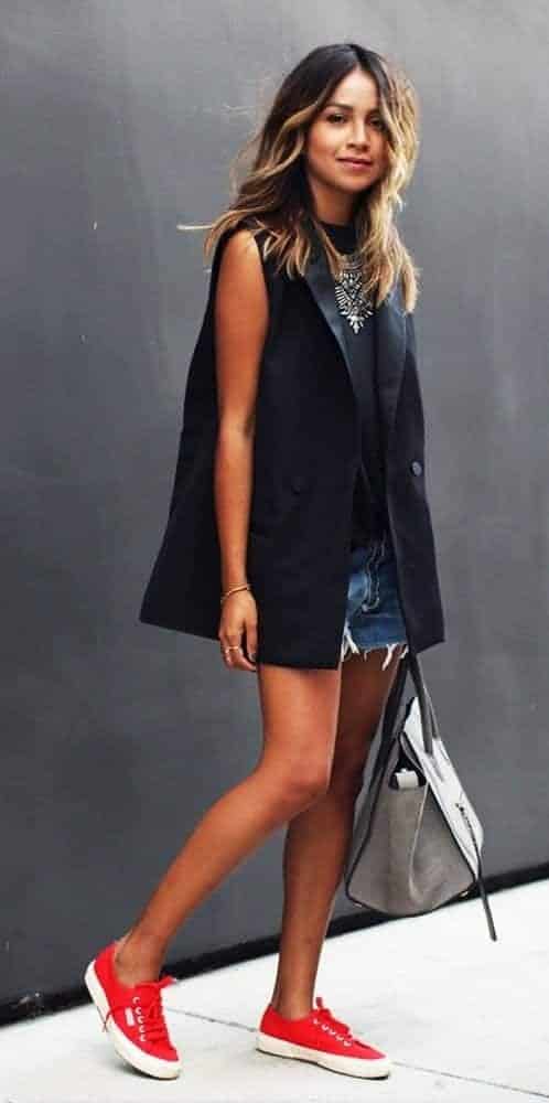 # 1 – Chic Look With Denim Shorts