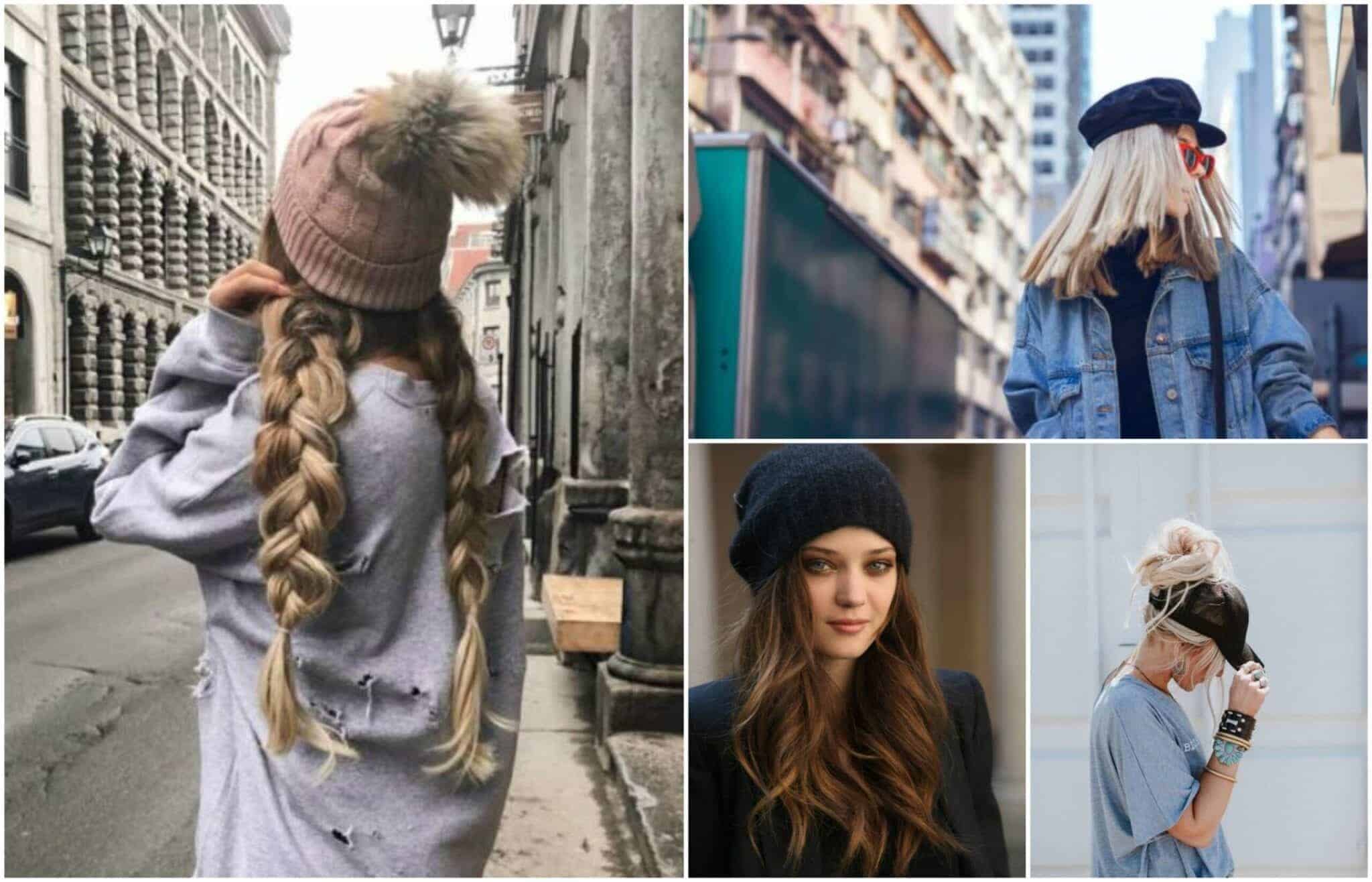 ↓ 17 – Winter Hairstyle with a Beanie Hat