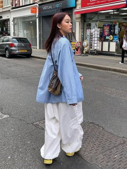 10 – Blue Button Down With Cream White Pants