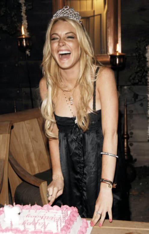 13 – Lindsay Lohan in a Black Sleeveless Slip Dress