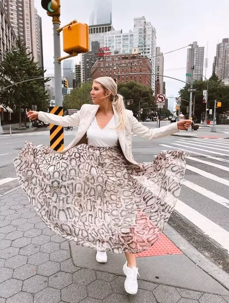 15 – Leopard-Print Skirt With A Blazer