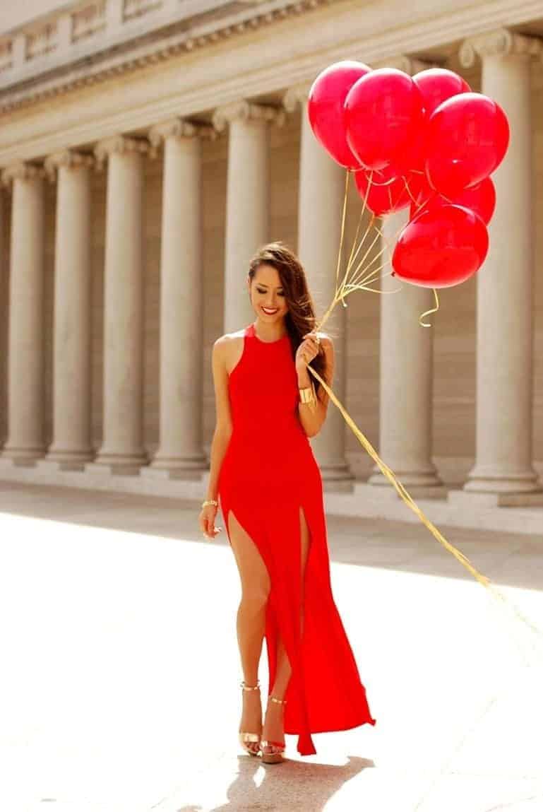 13 – Long Red Dress For Birthday Parties