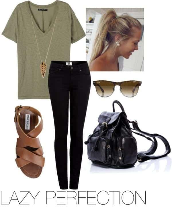 2 – T-Shirt, Skinny Jeans, And Flats For College Girls