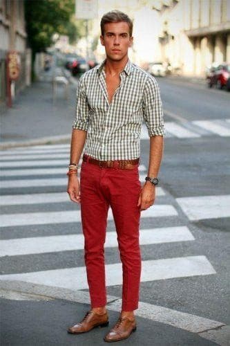 ↓ 4- Printed Shirts with Red Pants