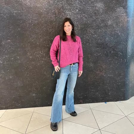 4 – Crewneck Sweater and Flare Jeans