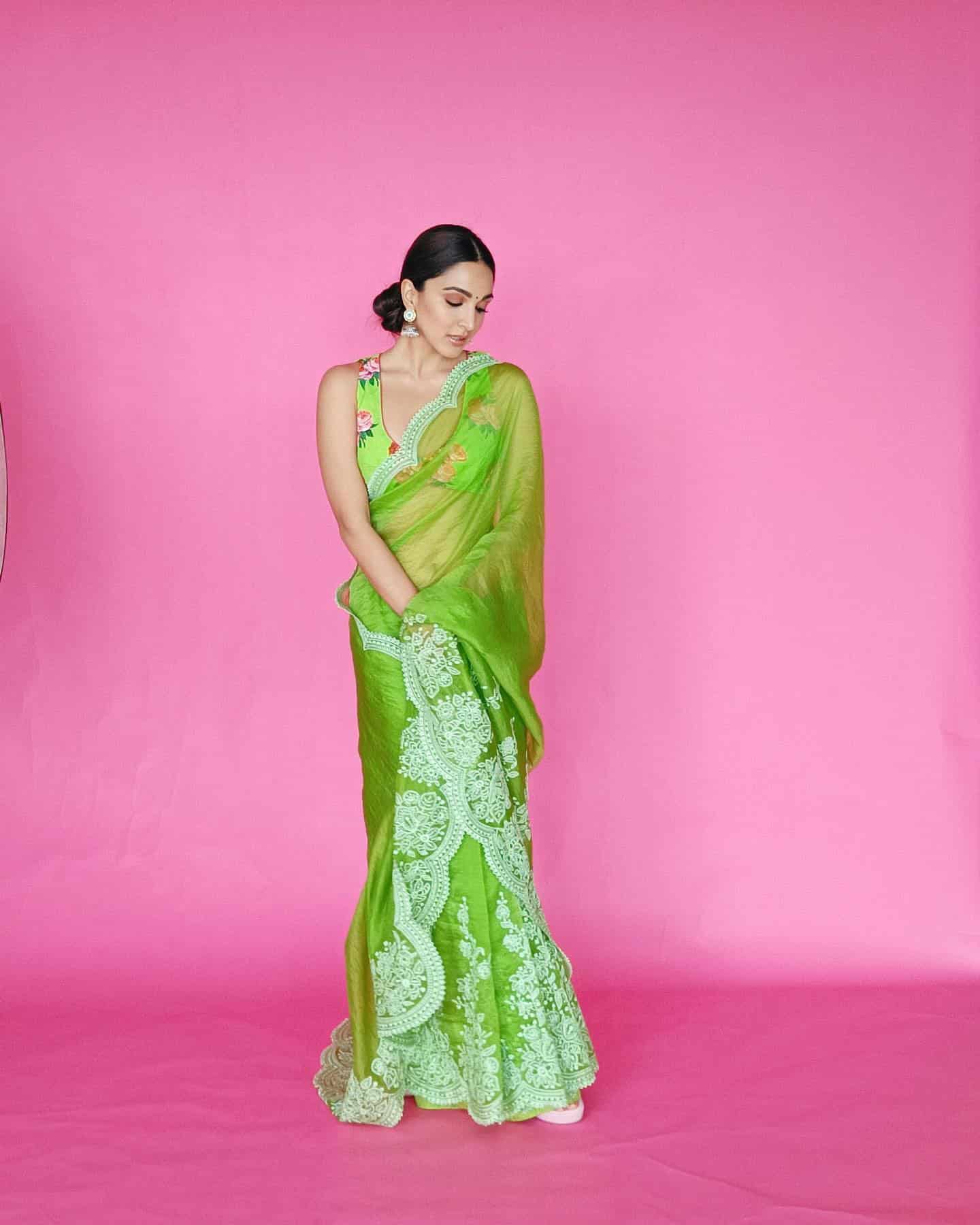 6 – Kiara Advani In A Gorgeous Lime Green Linen Saree