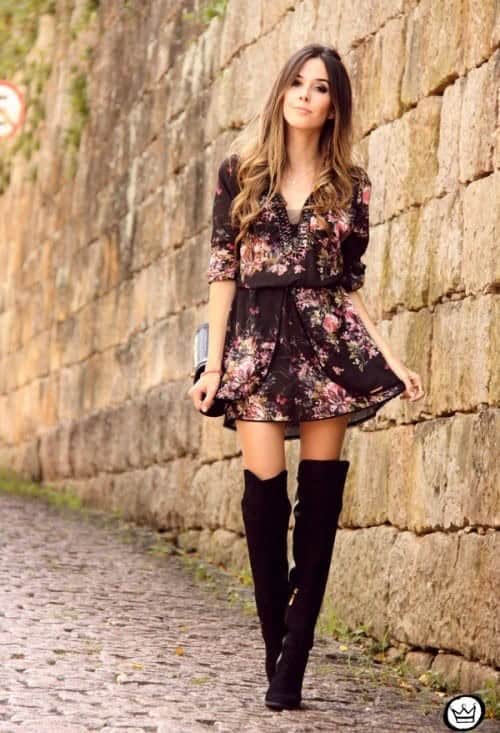 21 – Over-the-Knee Boots with a Dress