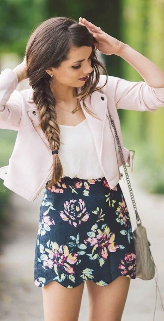 3 – Floral Shorts With Leather Coats