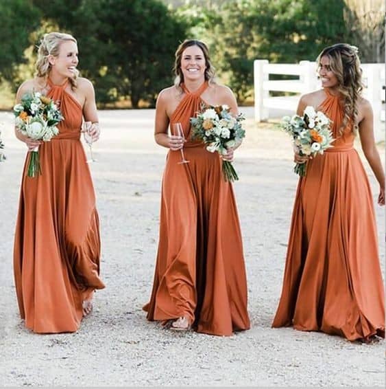 1 – The Adorable Burnt Orange Bridemaids Outfit