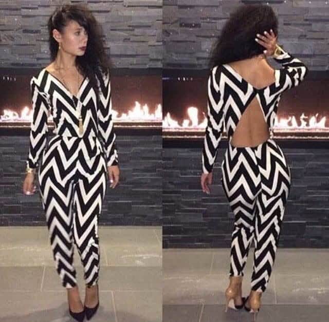 ↓ 44 – Chevron Print Backless Jumpsuit