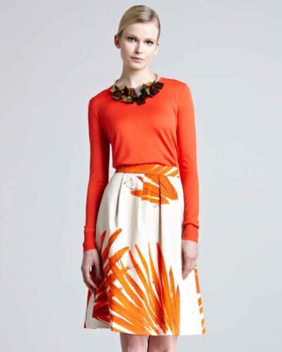 #2 Orange Top and Printed Skirt