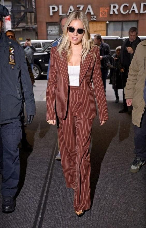 #4. Sienna Miller’s Rust-Colored Suit