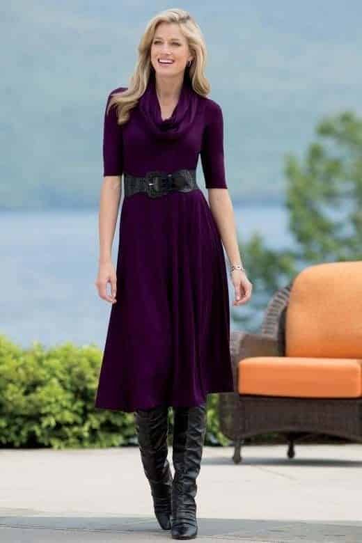 ↓ 3. Purple Dress and Boots