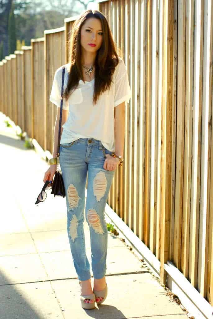 40 – Mix Pastel Colors with Light Washed Denim Jeans