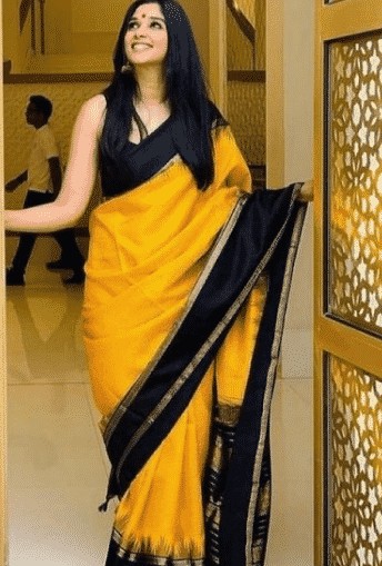 3 – Bright Yellow Kanchi Silk Saree