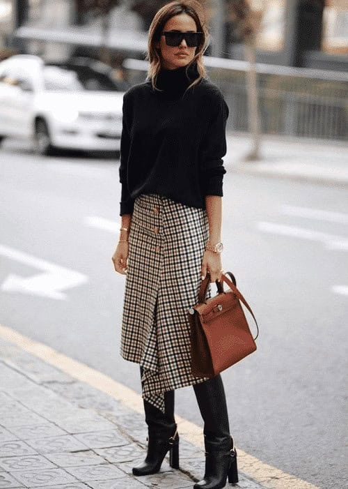 ↓ 10. With a Plaid Skirt