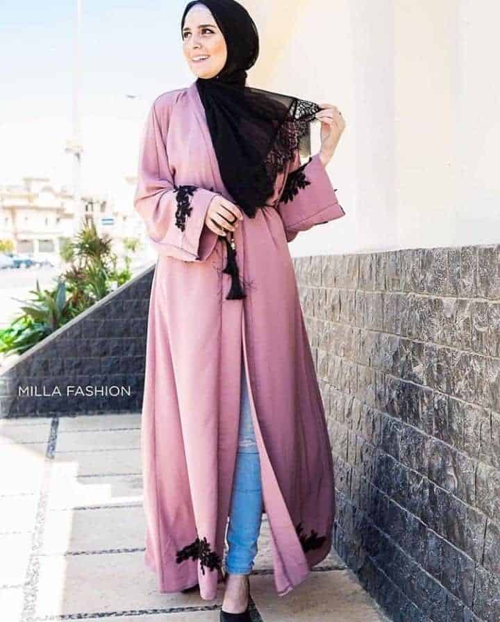 ↓ 46. Abaya With Net Detailing