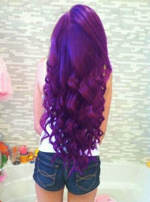 Purple Hair Long Curls