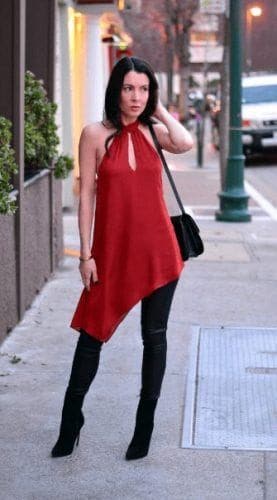 14 – Leggings with Red Dress