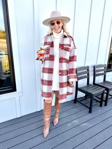 4 – Layer A Plaid Shacket Over Sweater Dress