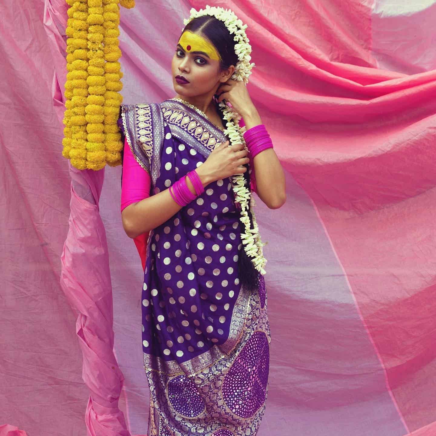 Banarasi Saree with Contrasting Blouse