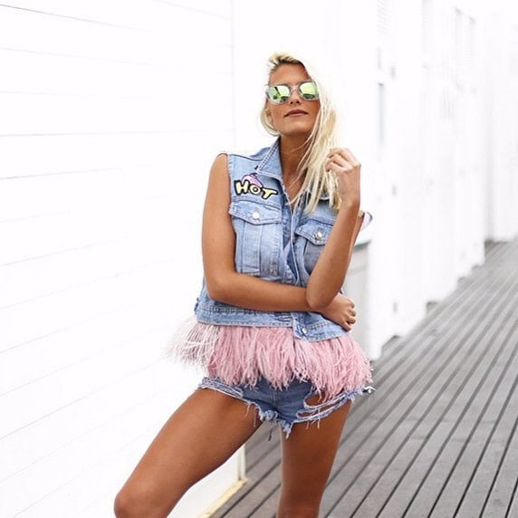 4 – Vest With Frills And Matching Denim Shorts