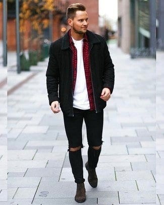 ↓ 3 – What to Wear with Black Suede Jacket