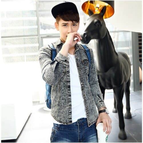 #15. Street Style Grey Denim Jacket