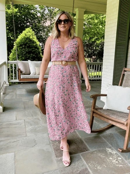 17 – Floral Maxi Dress With A Hat