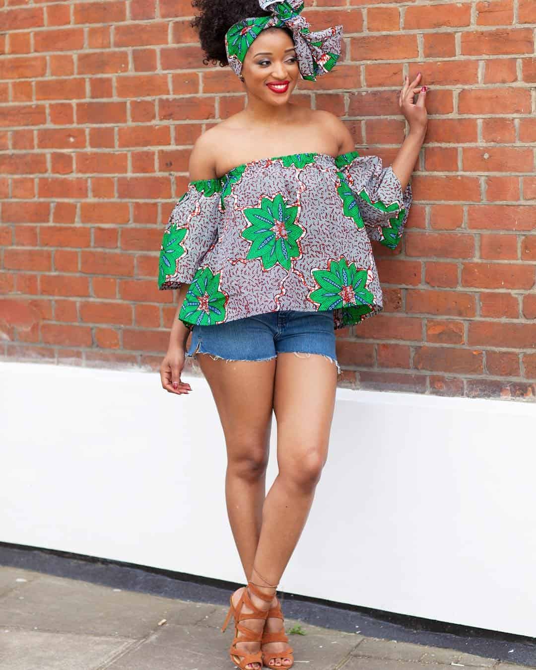 ↓ 7 – Summer Kitenge Trend Alert – Off Shoulder Tops