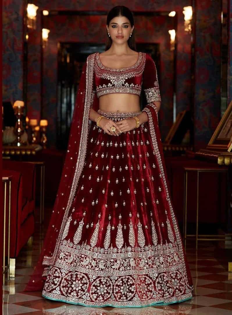 17 – Velvet Lehenga for Winter Indian Weddings