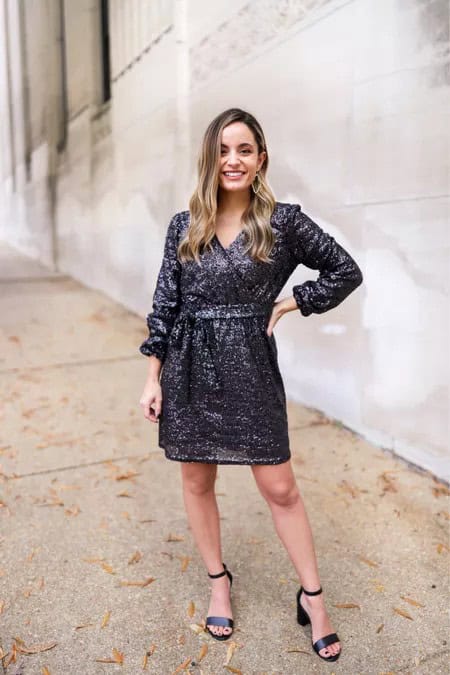 8 – Black Sequins Dress For Christmas