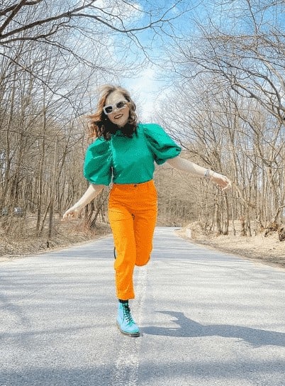 32 – Orange And Mint Green Outfit Combination