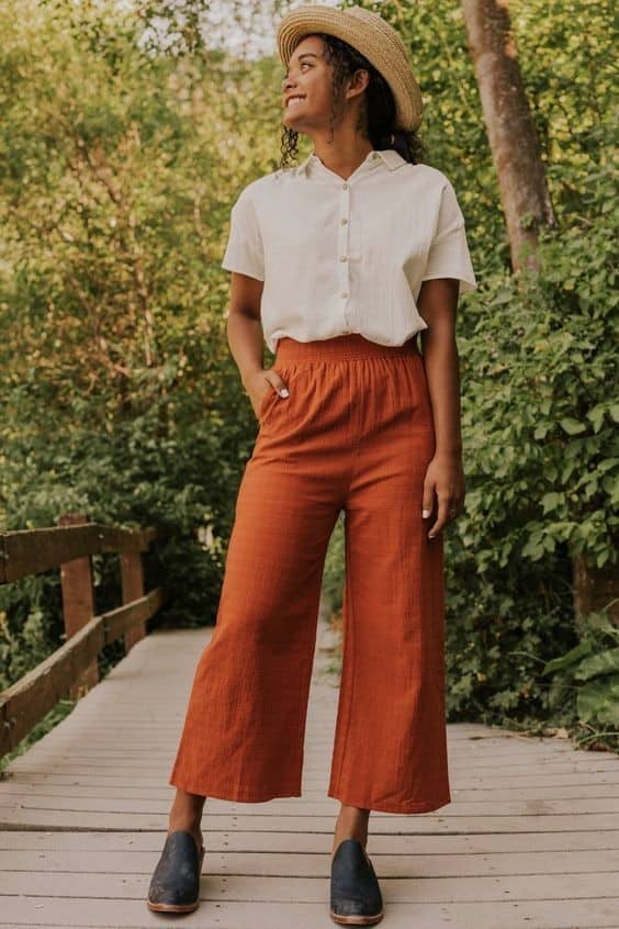 14 – Pair Some Wide-Leg Pants in a Bright Color