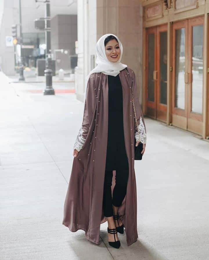 ↓ 32. Abaya With Pearl Detailing