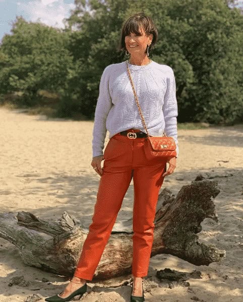 37 – Orange Leather Pants Outfit